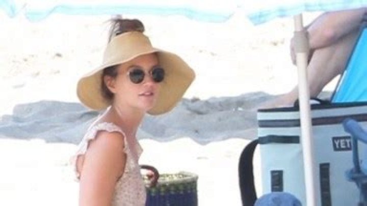 Leighton Meester Cuddles Son, 10 Months & Daughter Arlo, 5, At Malibu Beach — Photos